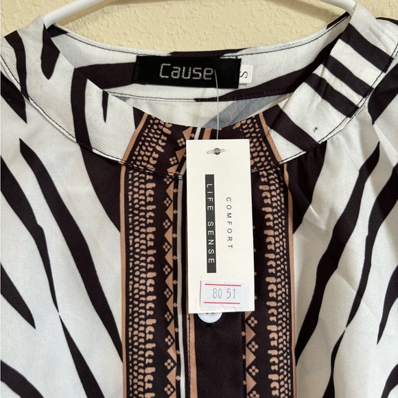 Cause Comfort Life Sense Women’s Zebra Print Blouse. Size S. NWT - Picture 3 of 5